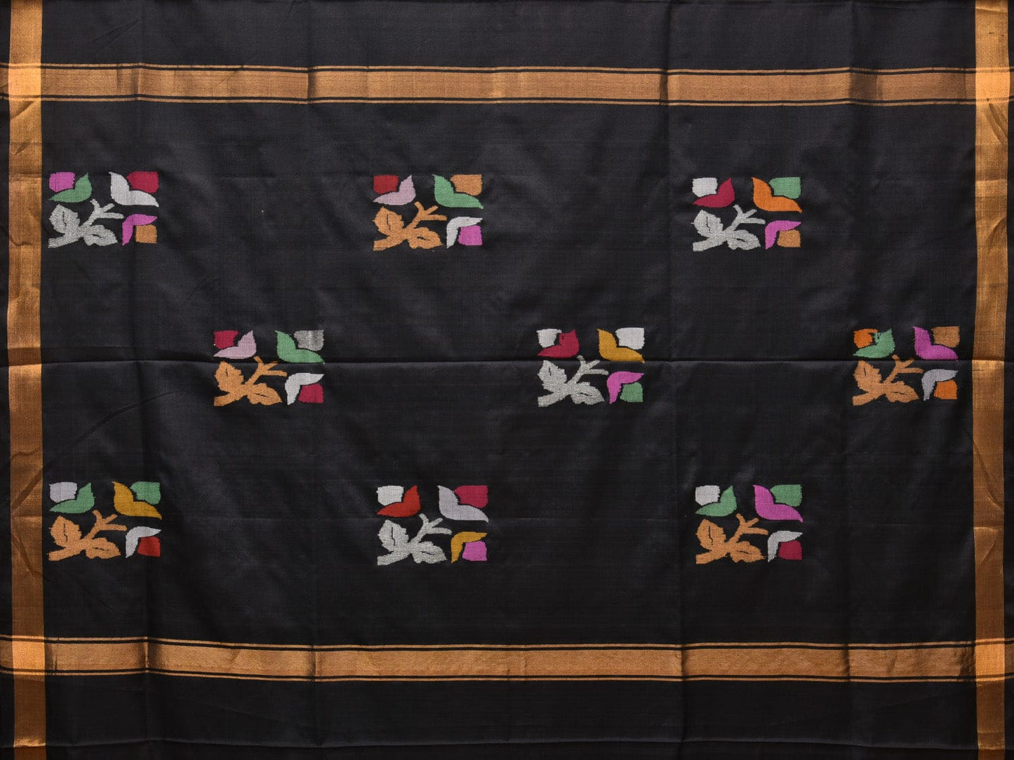 Black Uppada Silk Handloom Saree with Border and Pallu Buta Design u2088