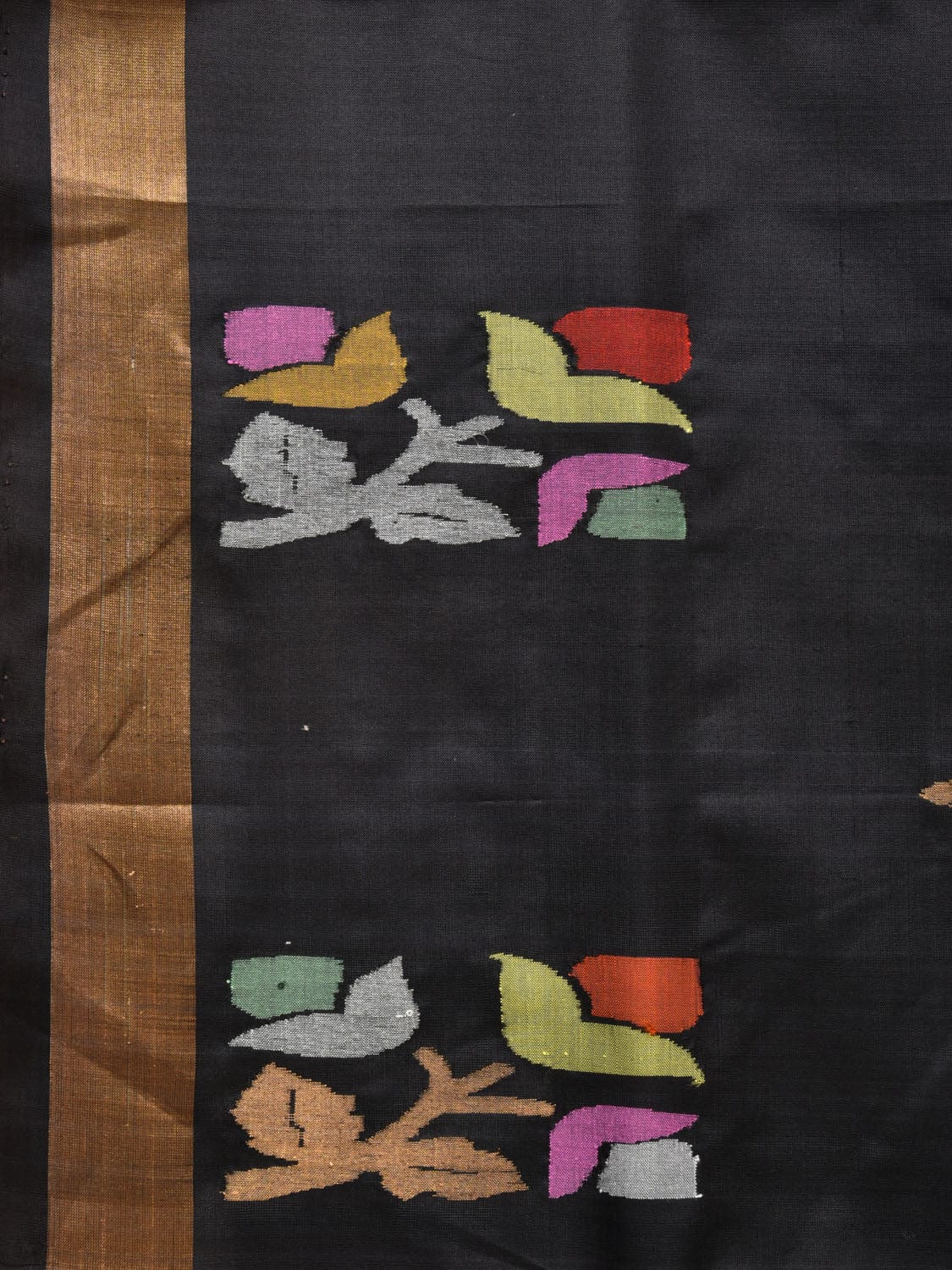 Black Uppada Silk Handloom Saree with Border and Pallu Buta Design u2088