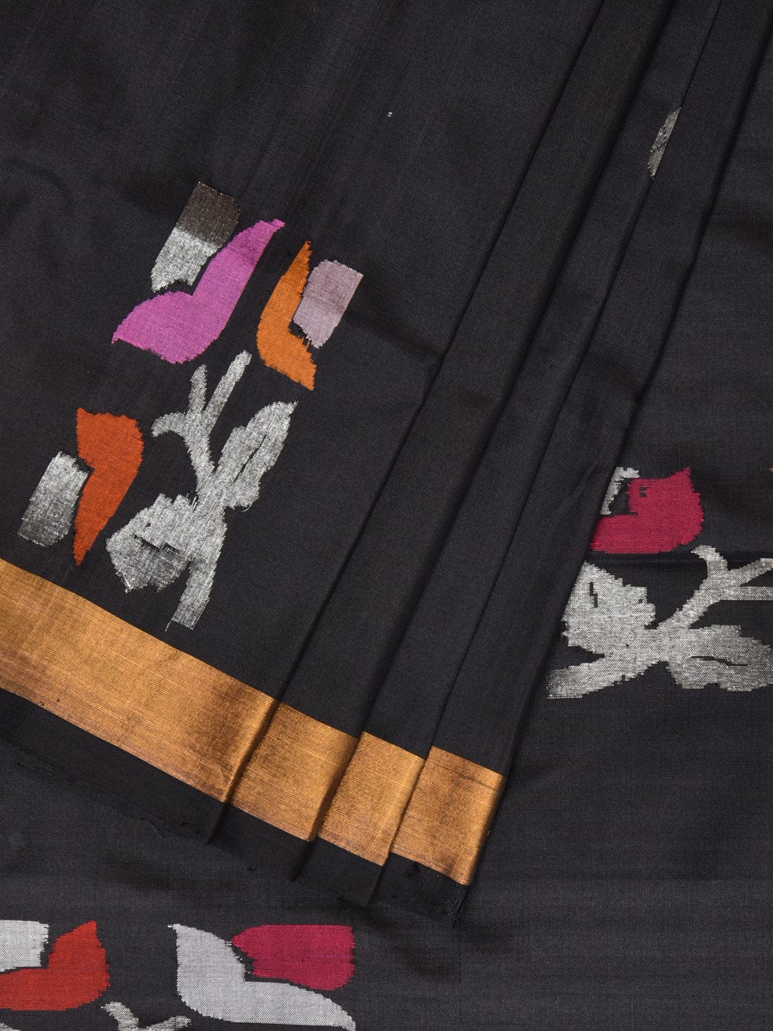 Black Uppada Silk Handloom Saree with Border and Pallu Buta Design u2088