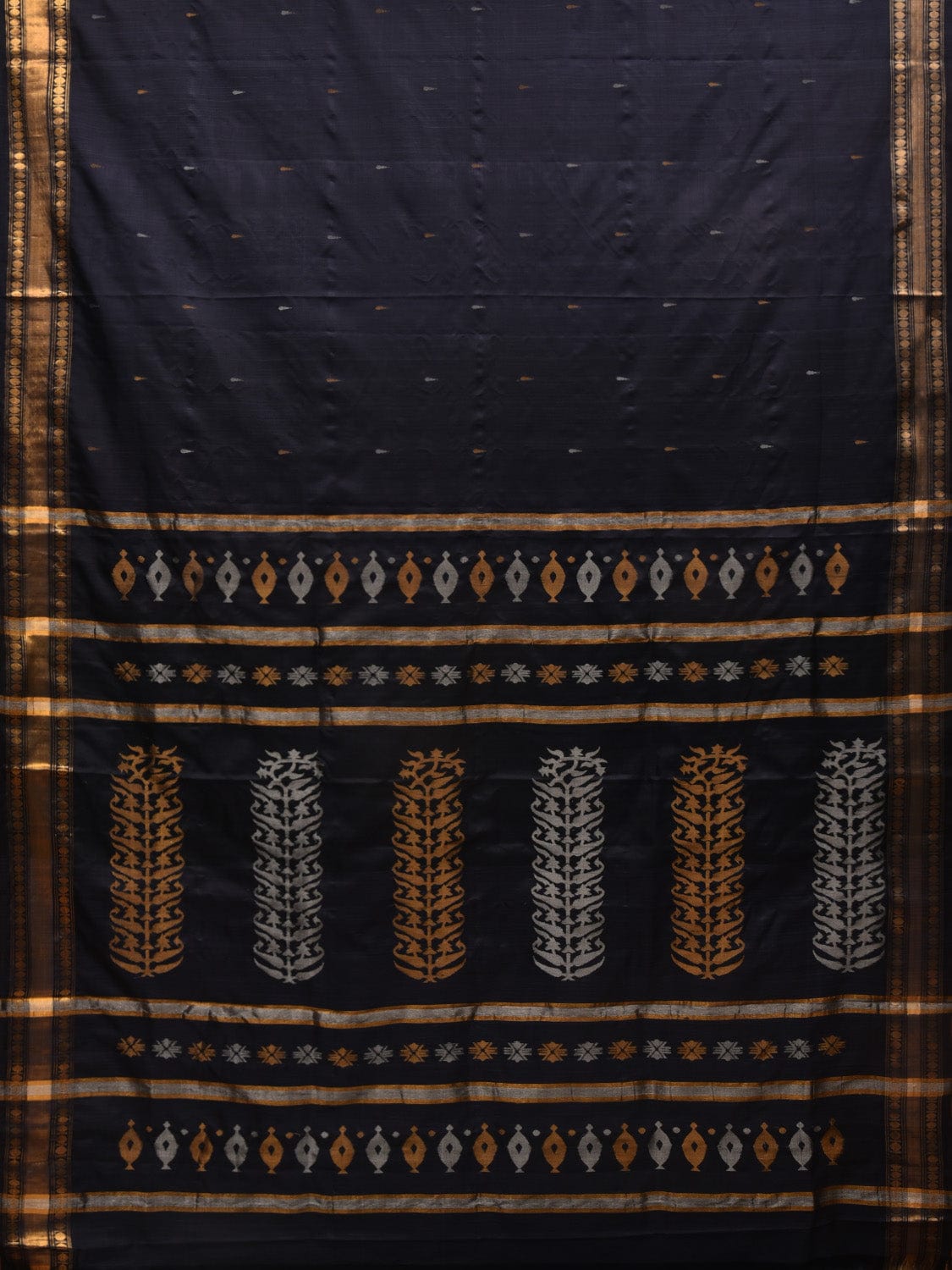 Black Uppada Silk Handloom Saree with Karpur Pallu Design u1890