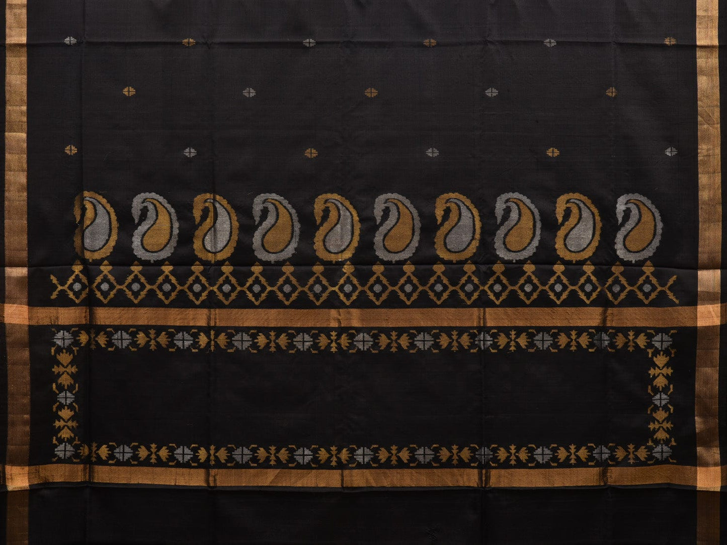 Black Uppada Silk Handloom Saree with Mango Pallu Design u1848