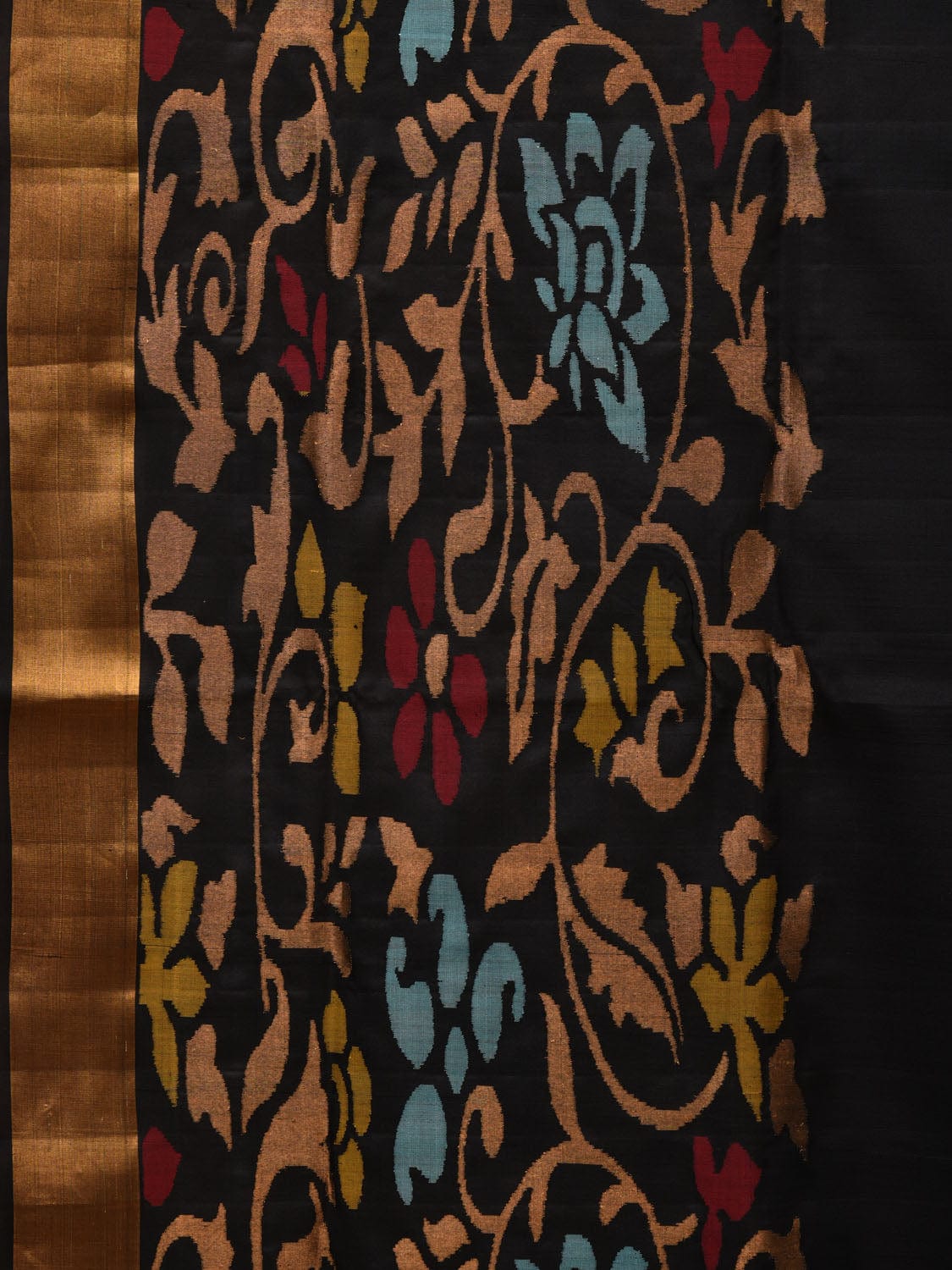 Black Uppada Silk Handloom Saree with One Side Border Design u1955