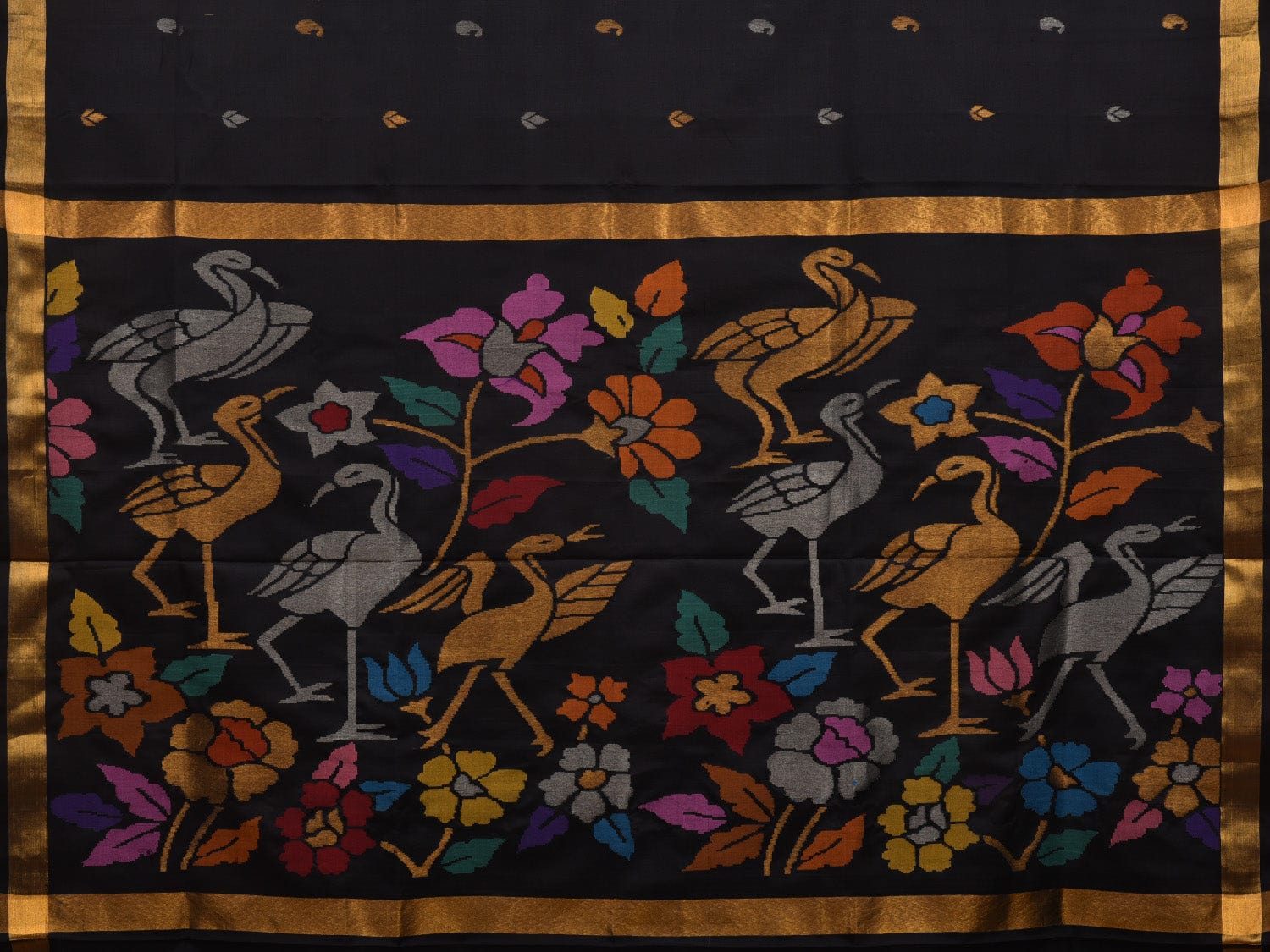 Black Uppada Silk Handloom Saree with Rich Pallu Design u1936