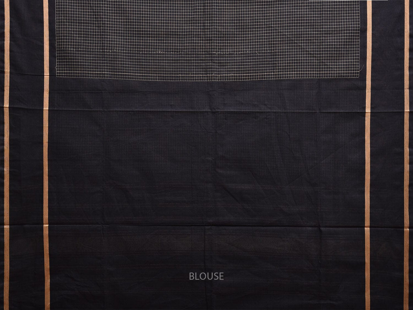 Black Venkatagiri Cotton Saree with Checks and Strips Pallu Design v0082