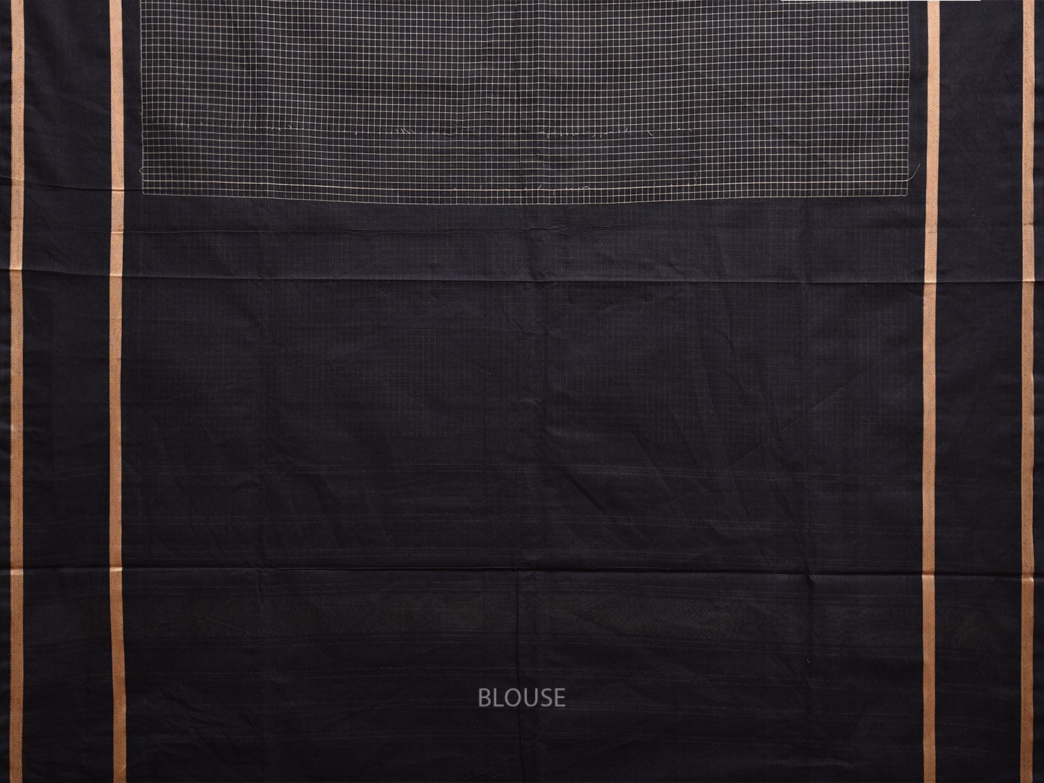 Black Venkatagiri Cotton Saree with Checks and Strips Pallu Design v0082