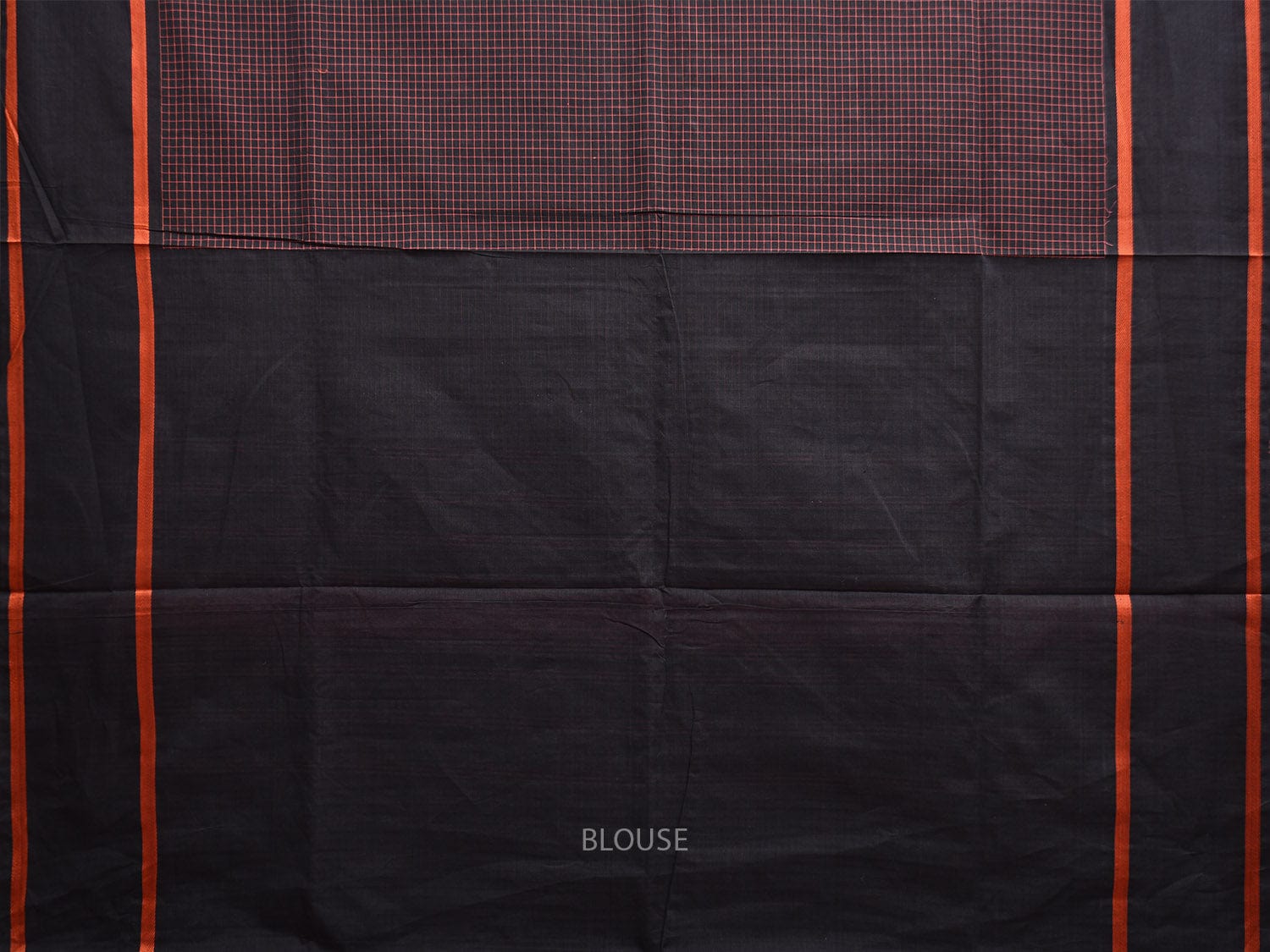 Black Venkatagiri Cotton Saree with Checks and Strips Pallu Design v0084