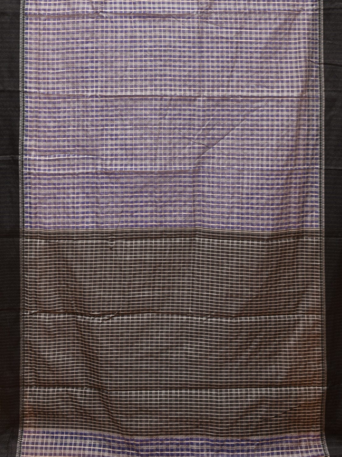 Blue and Black Bamboo Cotton Saree with Checks Design No Blouse bc0242