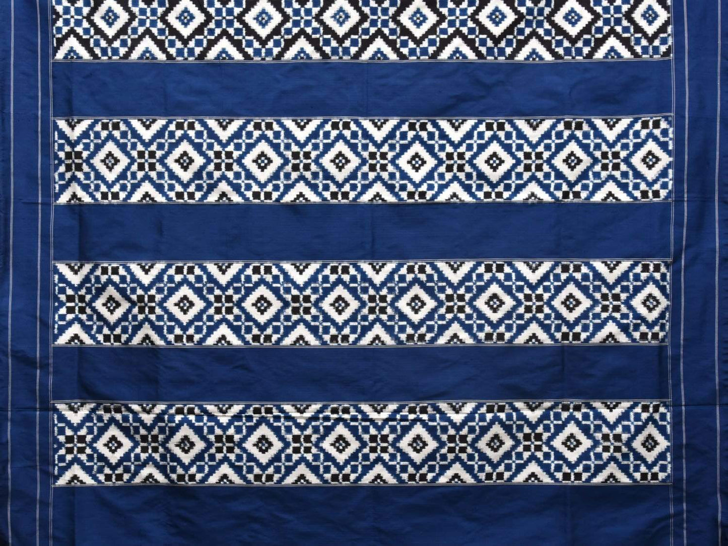 Blue and Black Pochampally Double Ikat Silk Handloom Saree with Telia Design i0592