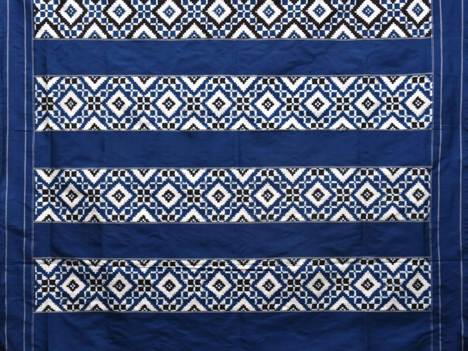 Blue and Black Pochampally Double Ikat Silk Handloom Saree with Telia Design i0592