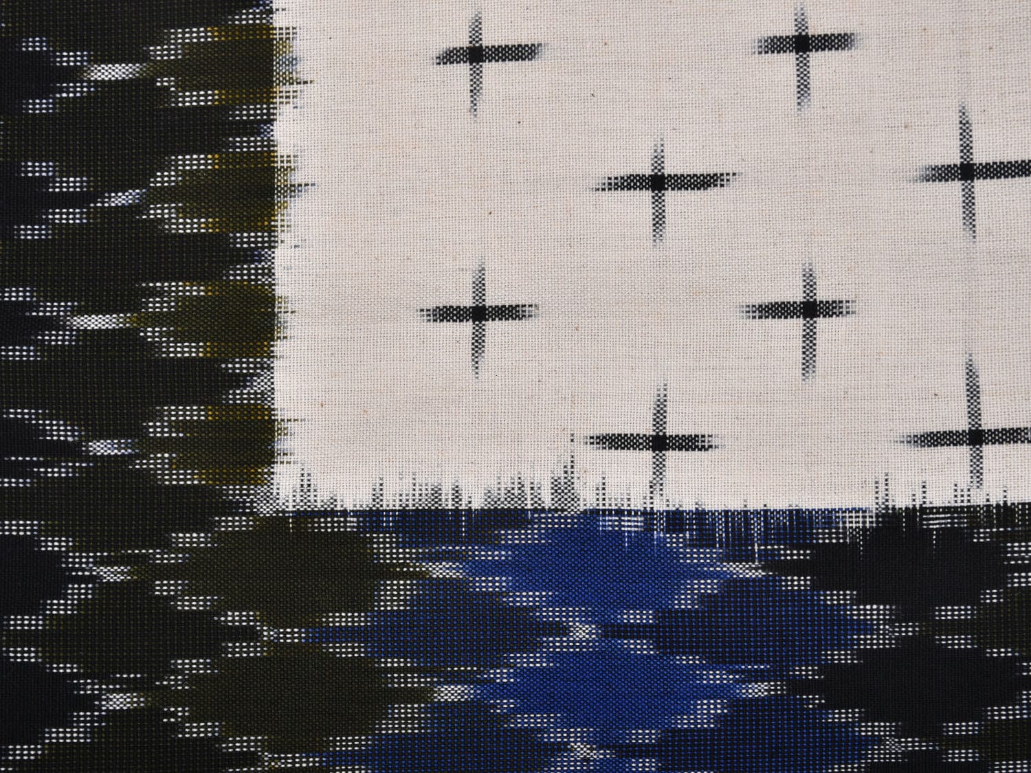 Blue and Black Pochampally Ikat Cotton Handloom Bedsheet with Grill Design 90 x 108 Inches No Pillow Covers bd0064