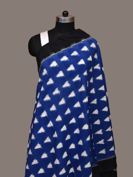 Blue and Black Pochampally Ikat Cotton Handloom Dupatta with Triangle Design ds3295