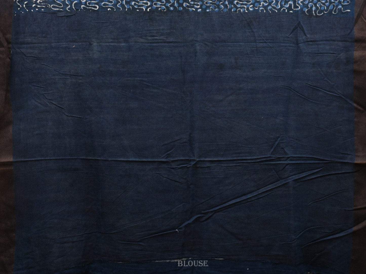 Blue and Black Printed Cotton Handloom Saree with All Over and Strips Pallu Design o0310