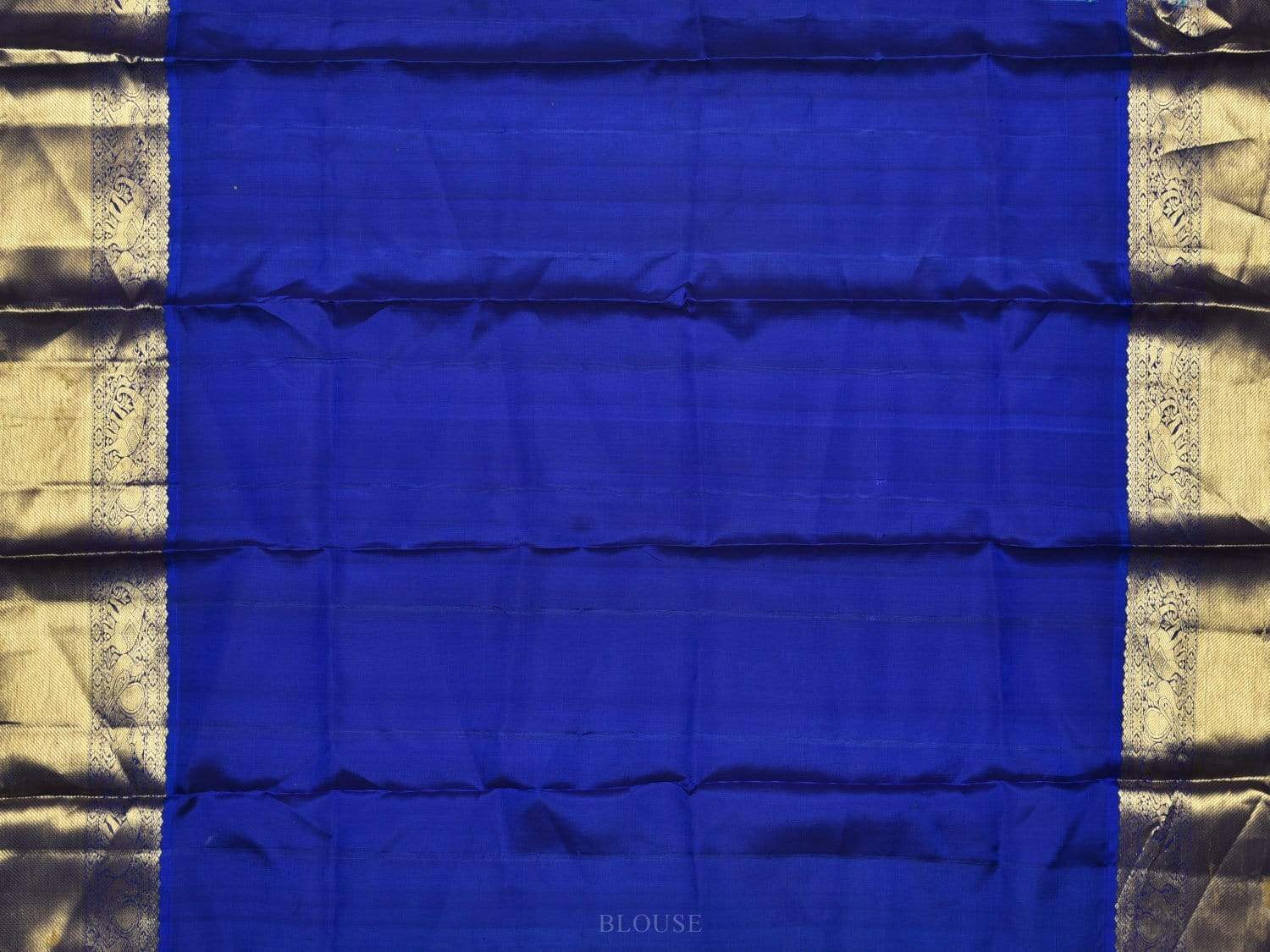 Blue and Cream Kalamkari Hand Painted Kanchipuram Silk Handloom Saree with Floral Design KL0547