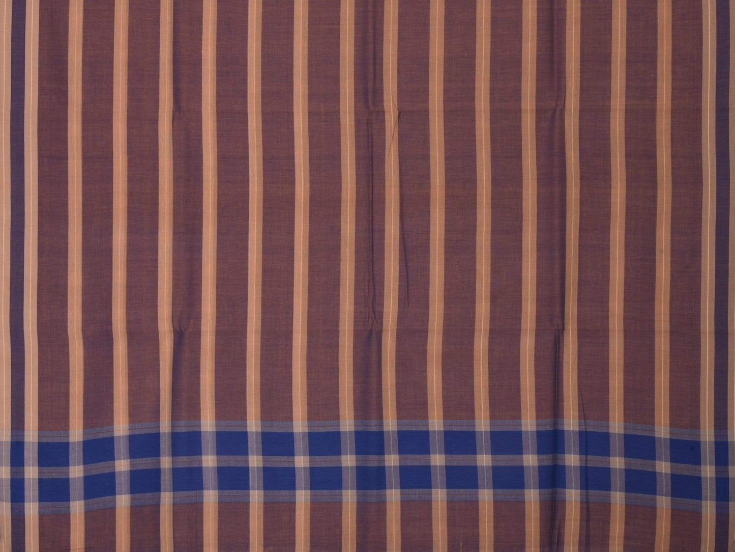 Blue and Cream Organic Cotton Handloom Saree with Checks Design o0155