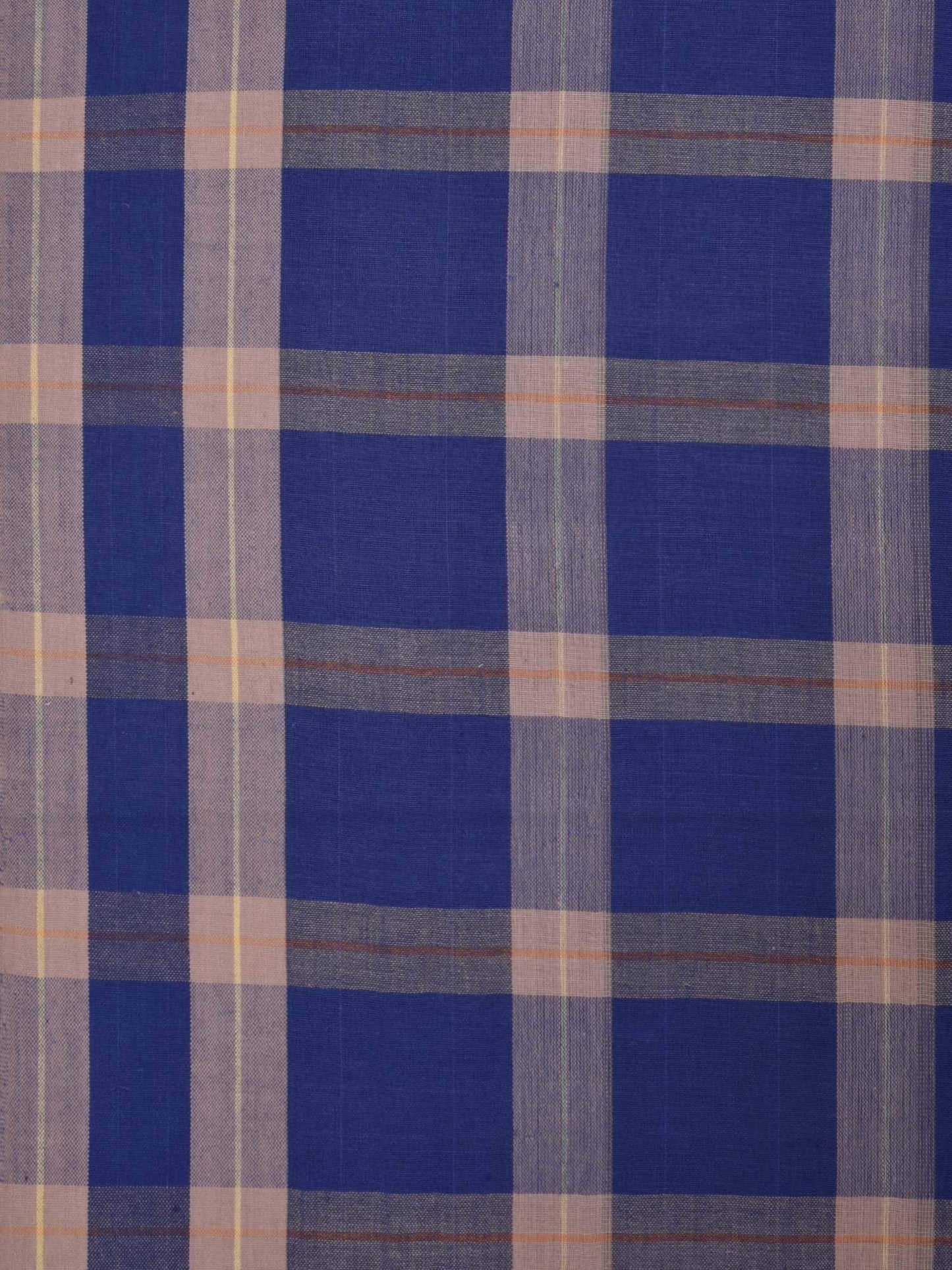 Blue and Cream Organic Cotton Handloom Saree with Checks Design o0155