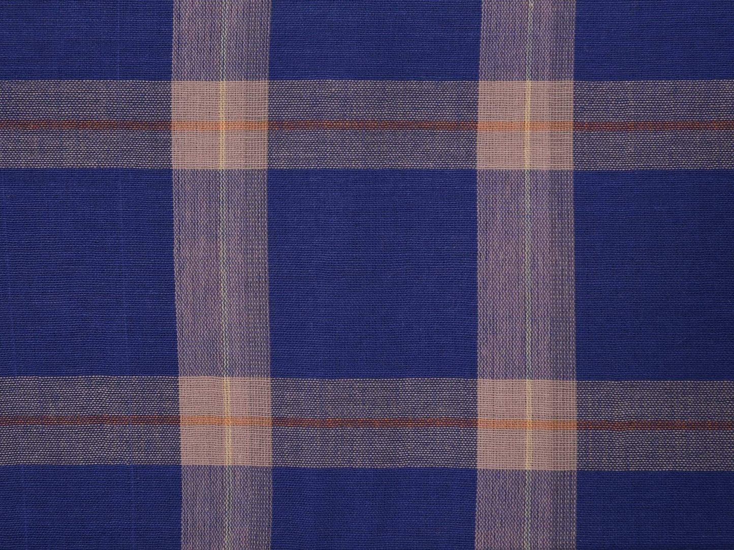 Blue and Cream Organic Cotton Handloom Saree with Checks Design o0155