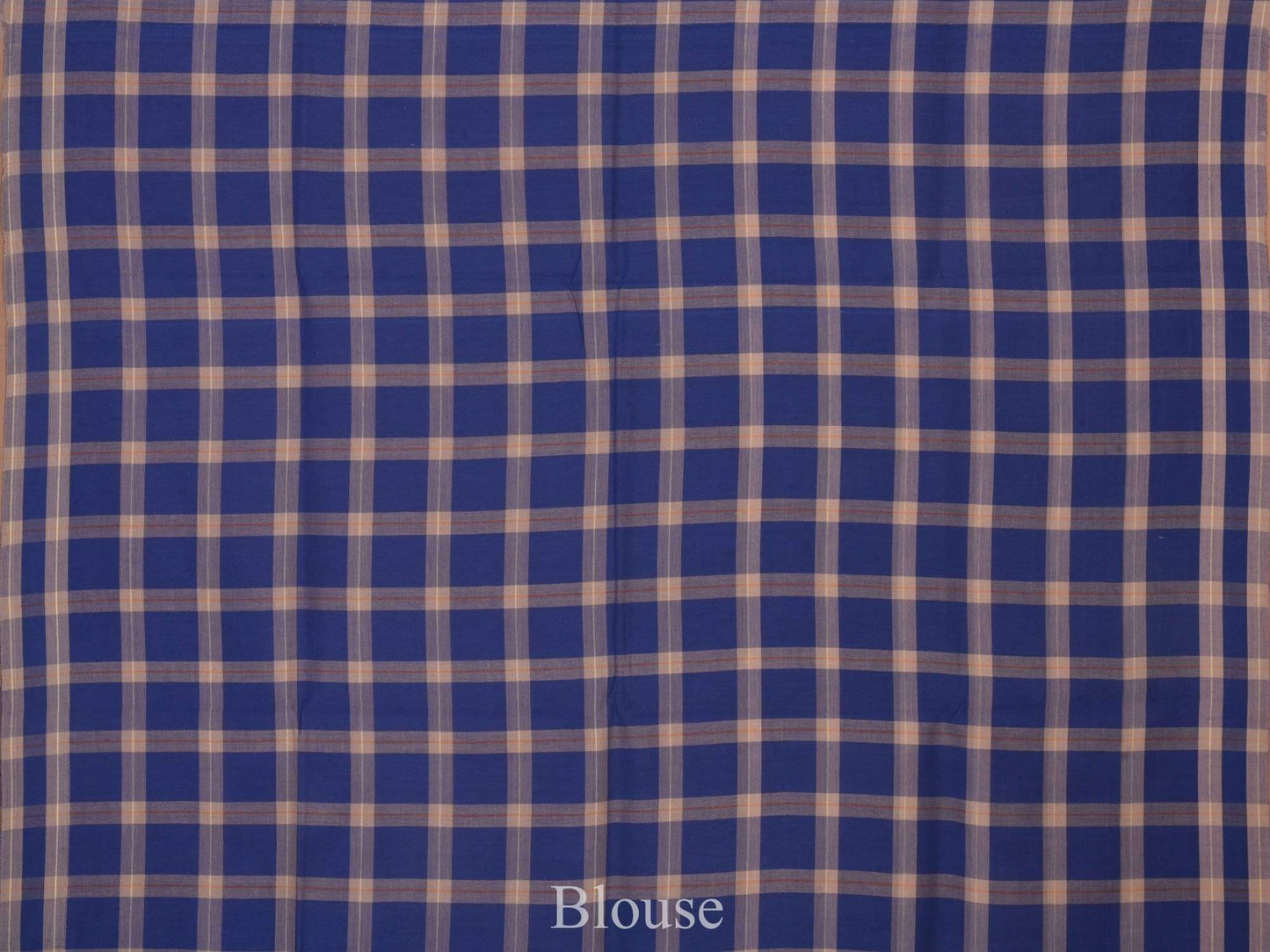 Blue and Cream Organic Cotton Handloom Saree with Checks Design o0155