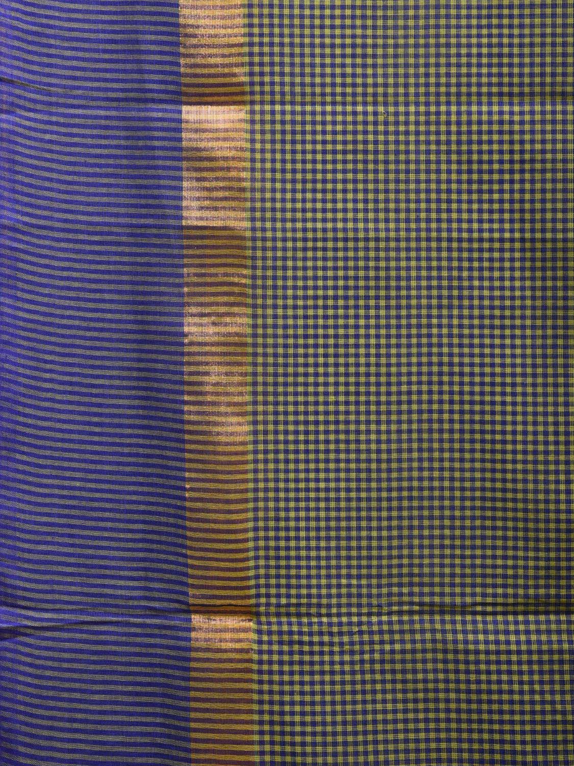Blue and Green Kanchipuram Cotton Saree with Small Checks Design k0610