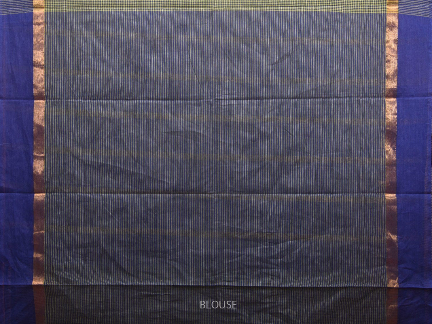 Blue and Green Kanchipuram Cotton Saree with Small Checks Design k0610