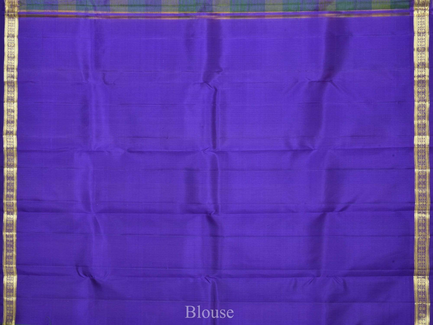 Blue and Green Kanchipuram Silk Handloom Saree with Checks Design K0363