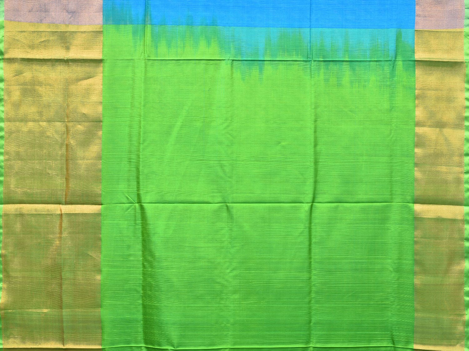 Blue and Green Uppada Silk Handloom Plain Saree with Big Border Design u1986