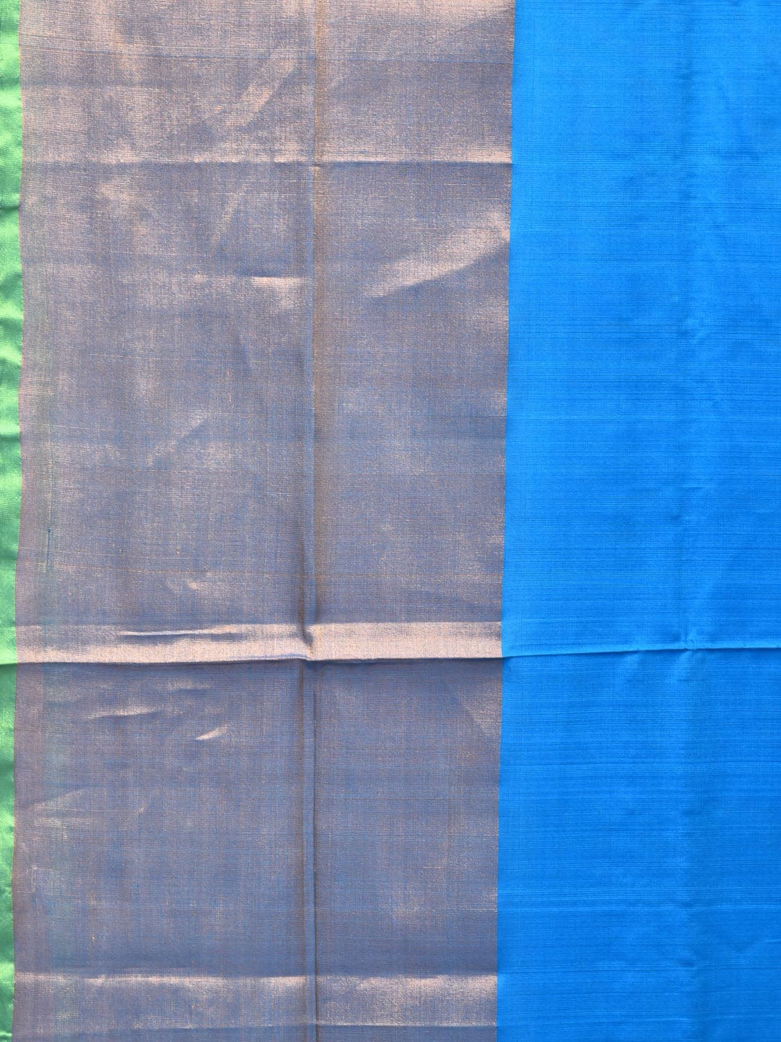 Blue and Green Uppada Silk Handloom Plain Saree with Big Border Design u1986