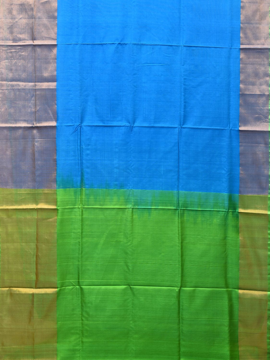 Blue and Green Uppada Silk Handloom Plain Saree with Big Border Design u1986