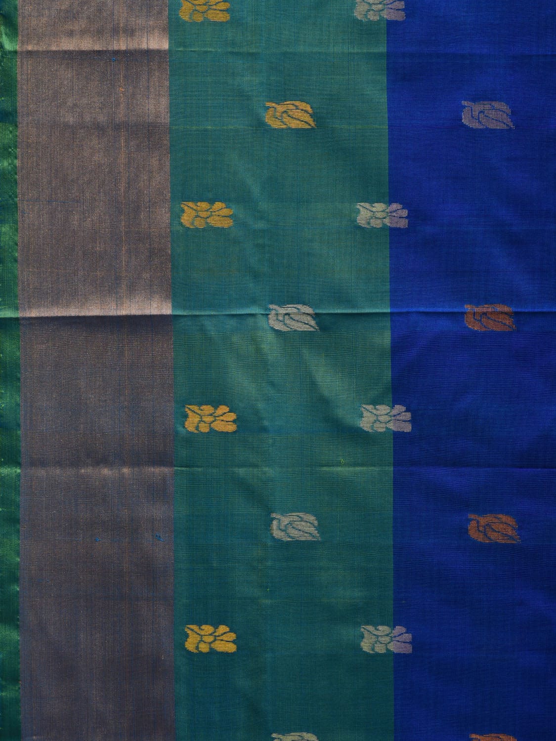 Blue and Green Uppada Silk Handloom Saree with Buta and Rich Pallu Design u1892