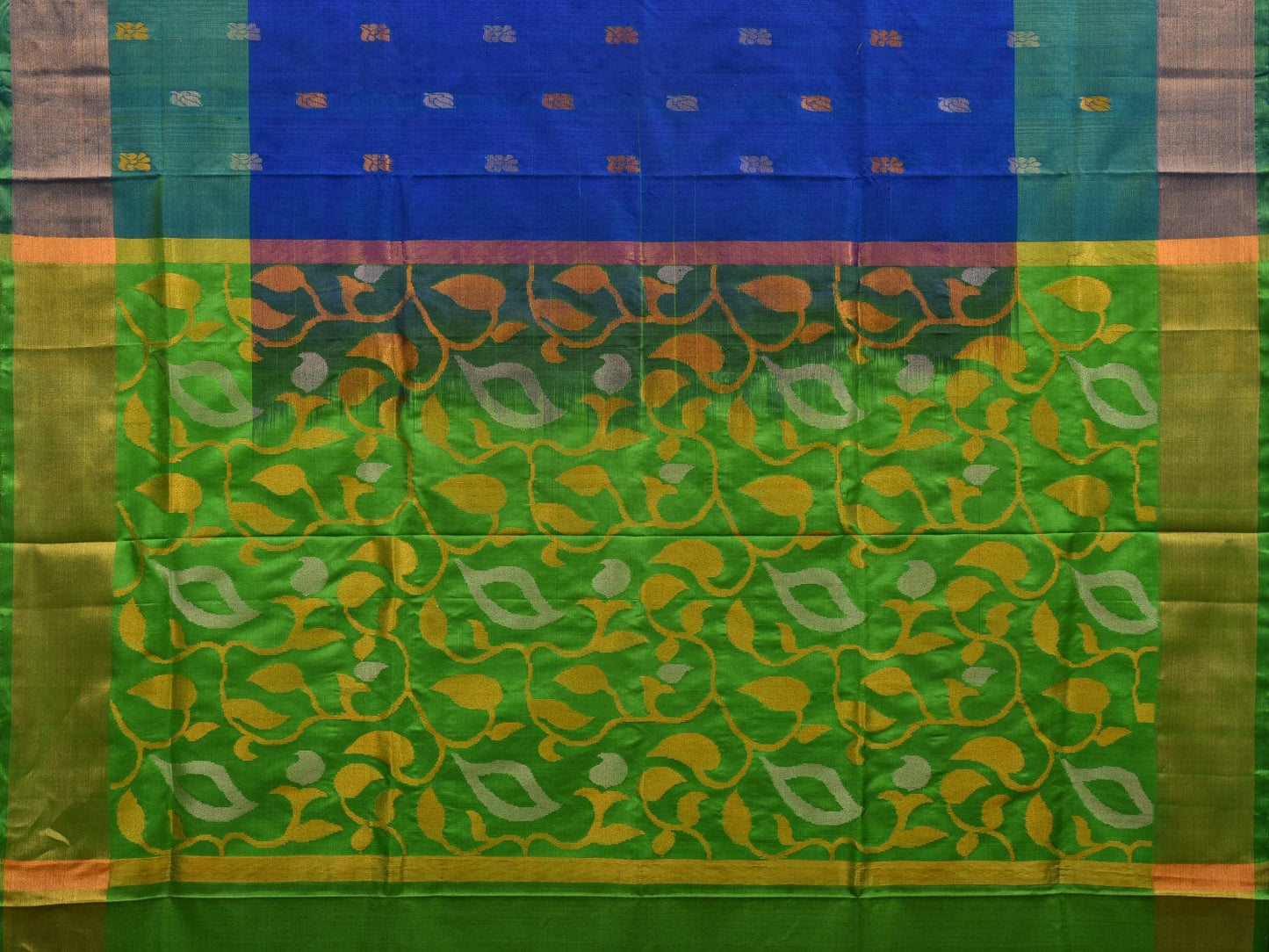 Blue and Green Uppada Silk Handloom Saree with Buta and Rich Pallu Design u1892