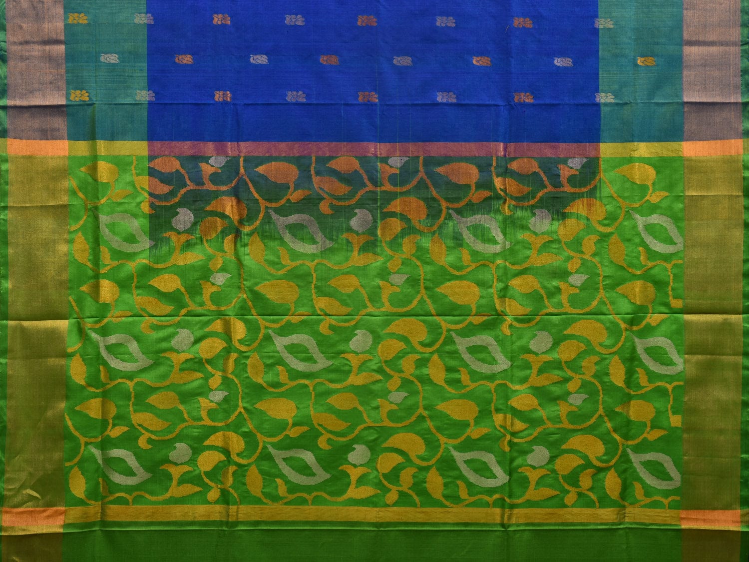 Blue and Green Uppada Silk Handloom Saree with Buta and Rich Pallu Design u1892