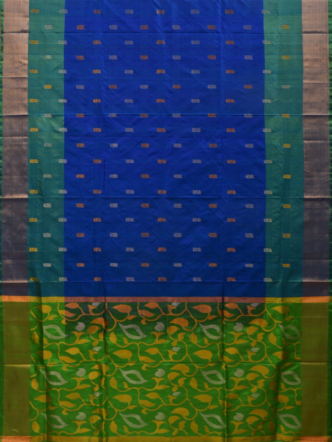Blue and Green Uppada Silk Handloom Saree with Buta and Rich Pallu Design u1892