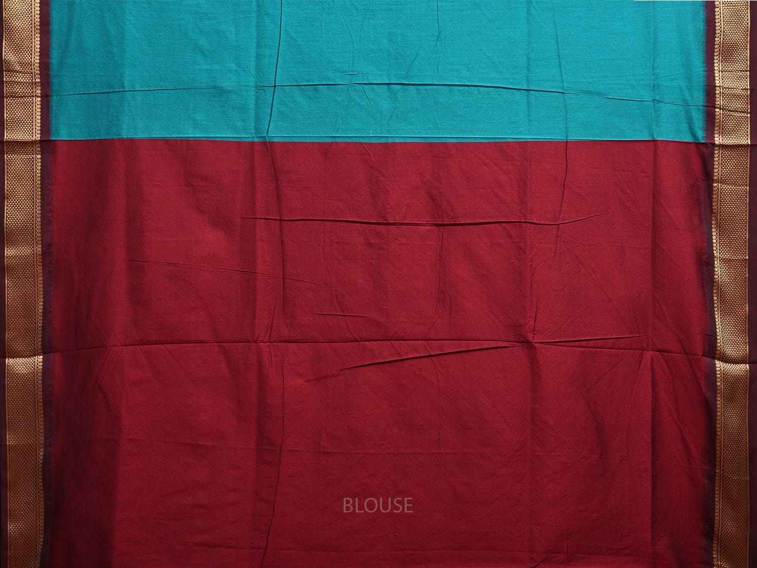 Blue and Maroon Gadwal Cotton Saree with Pallu and Border Design g0443