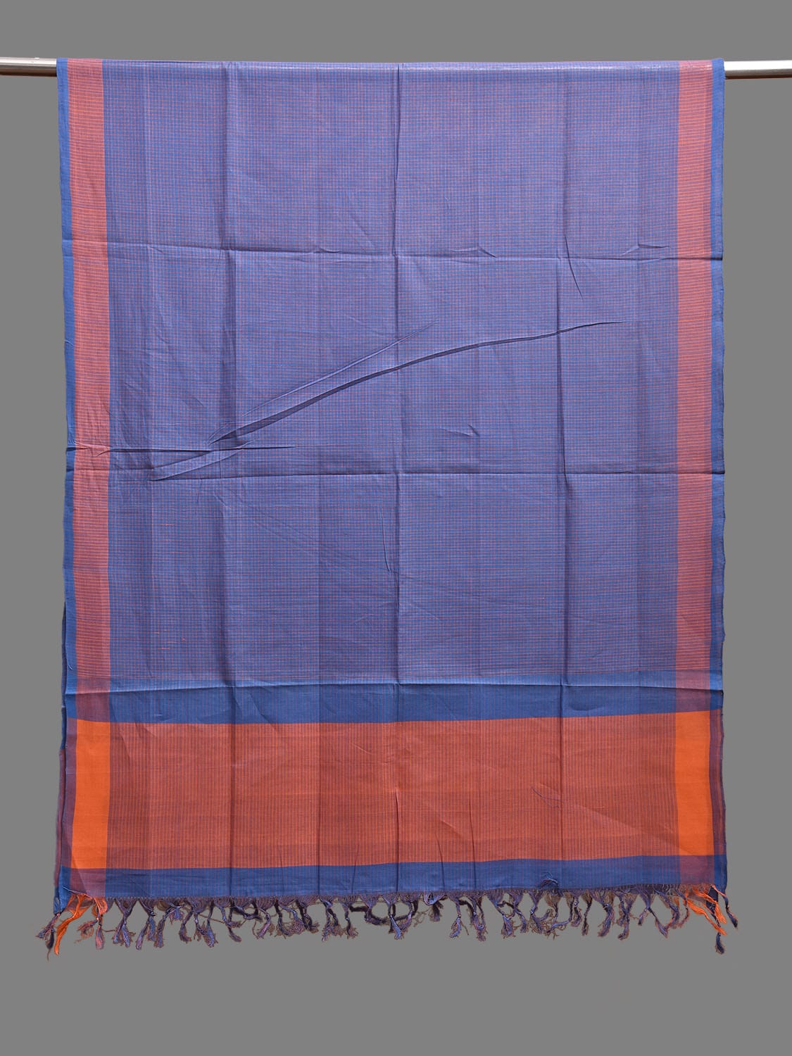 Blue and Mustard Mangalgiri Cotton Dupatta with Checks Design ds3733