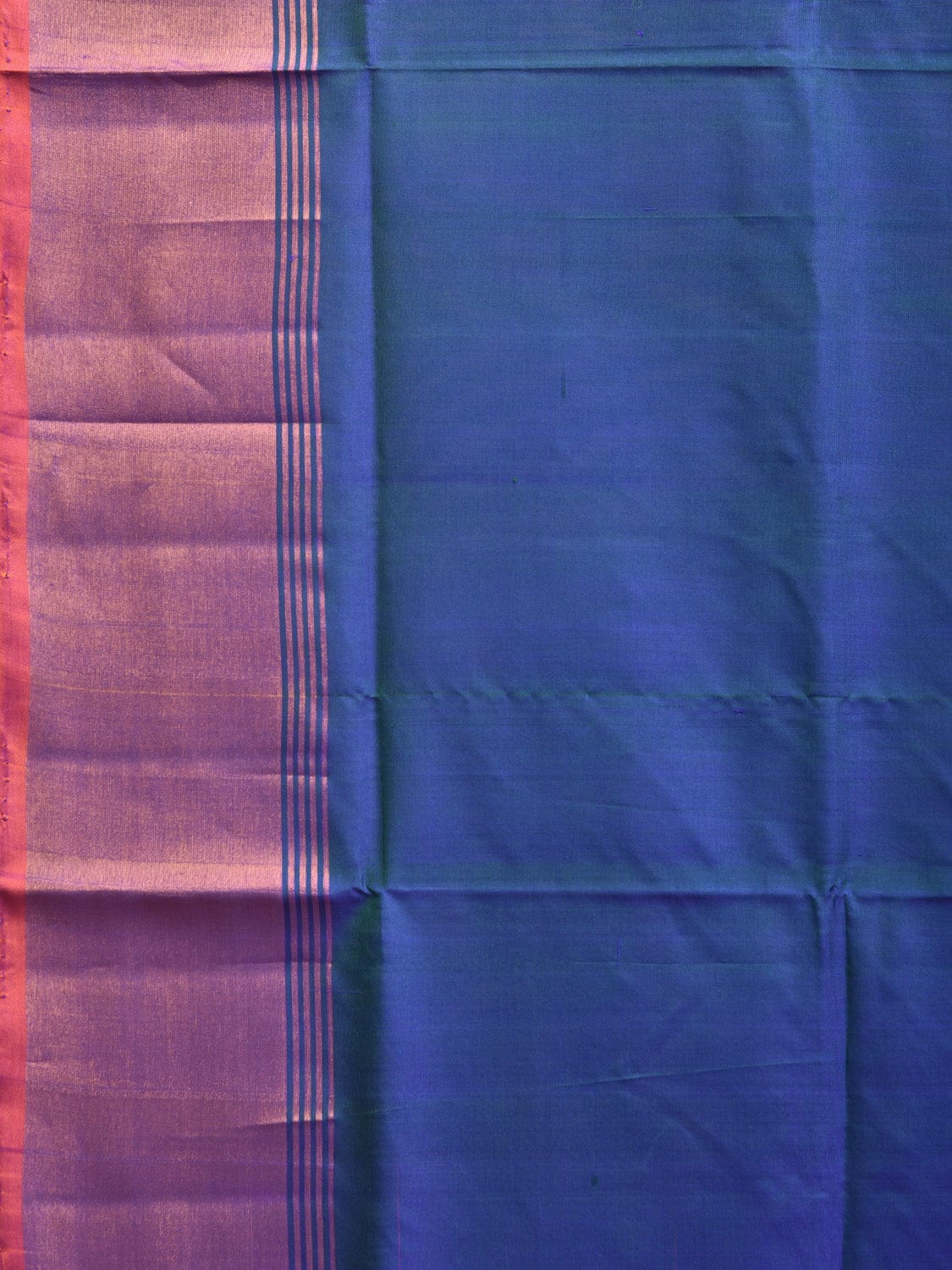 Blue and Orange Uppada Plain Silk Handloom Saree with Contrast Pallu Design u2238