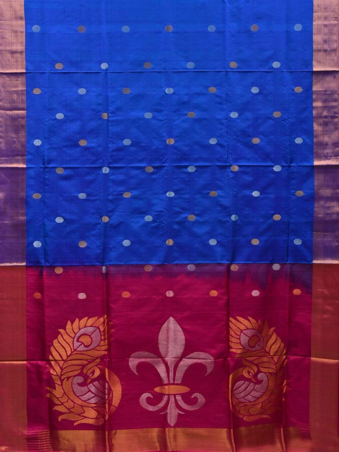 Blue and Pink Uppada Silk Handloom Saree with Peacocks Pallu Design u1790
