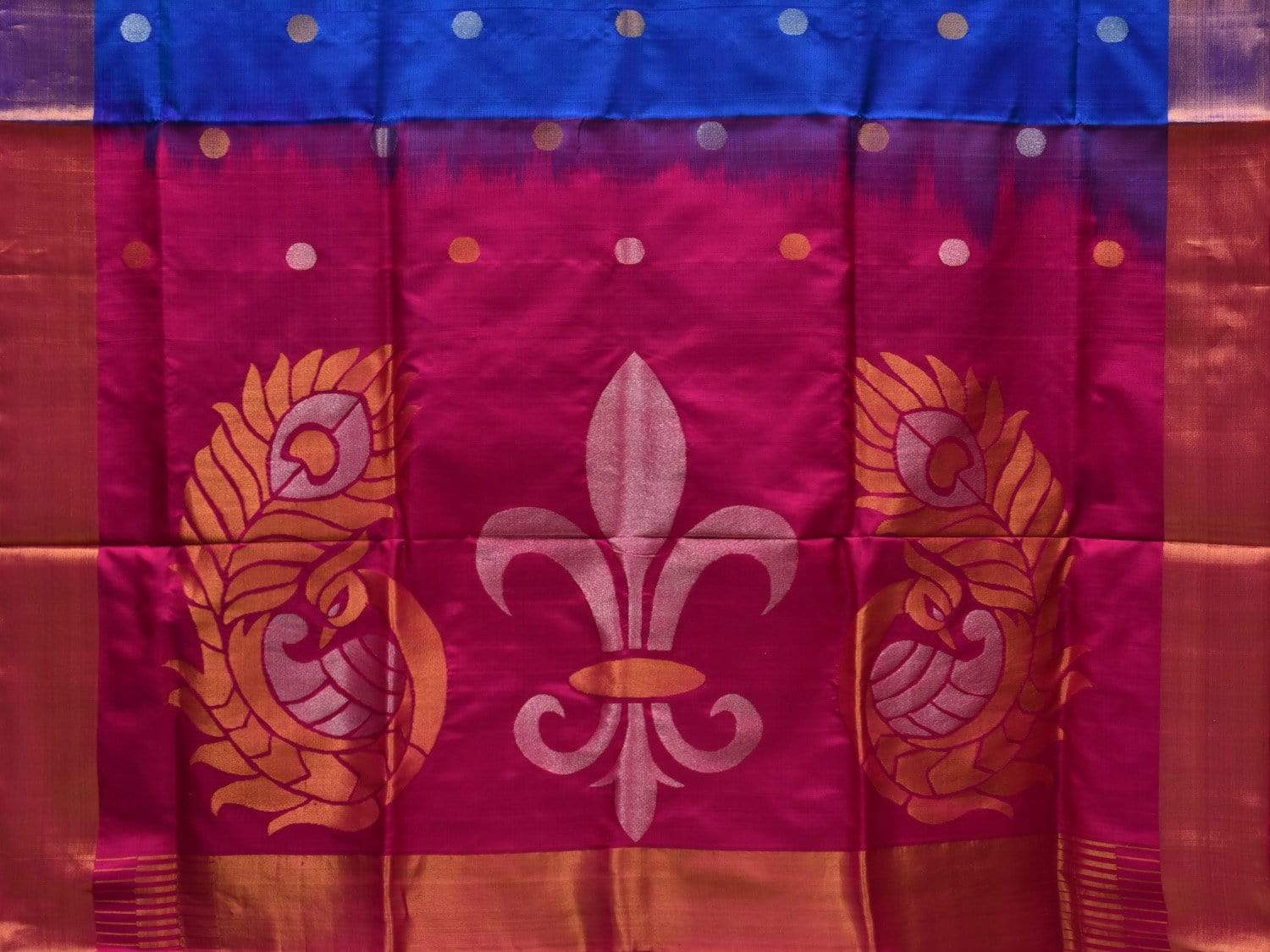 Blue and Pink Uppada Silk Handloom Saree with Peacocks Pallu Design u1790