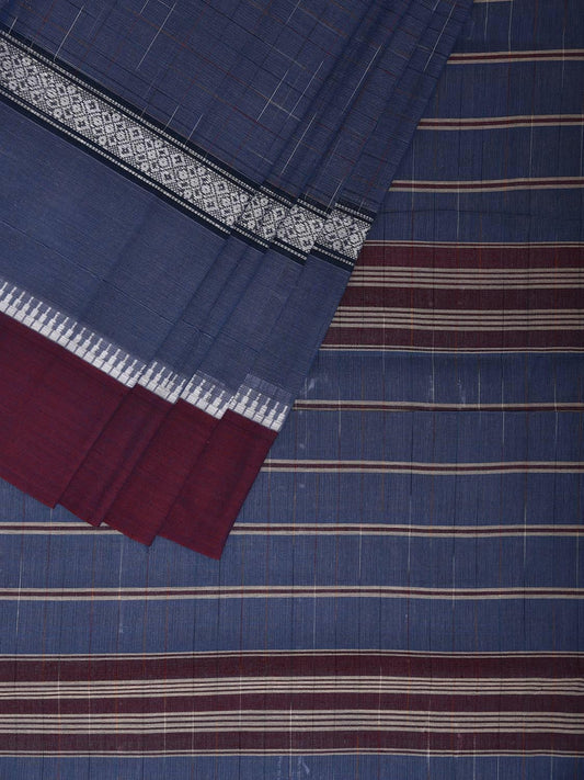 Blue and Purple Narayanpet Cotton Handloom Saree with Big Border Design No Blouse np1146