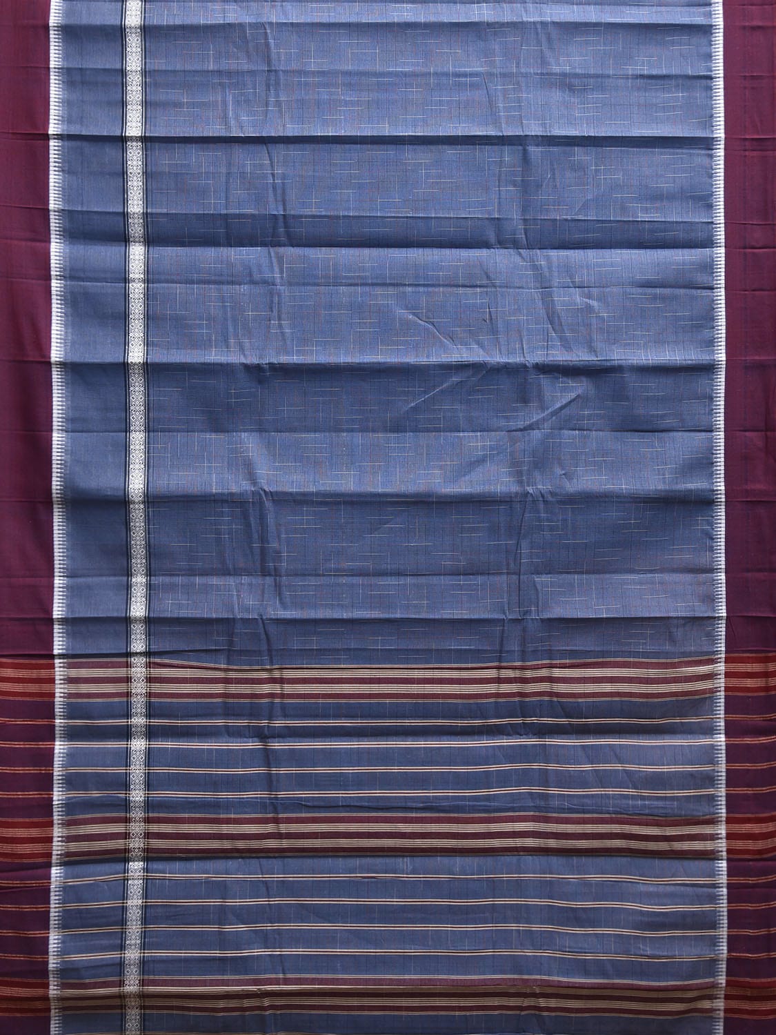 Blue and Purple Narayanpet Cotton Handloom Saree with Big Border Design No Blouse np1146