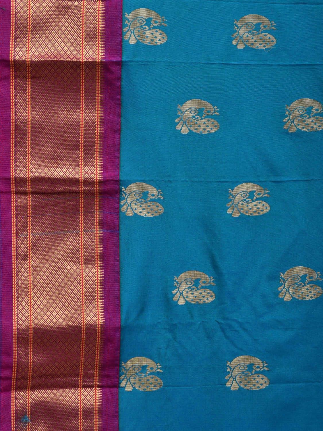 Blue and Purple Paithani Silk Handloom Saree with Pallu Design p0452