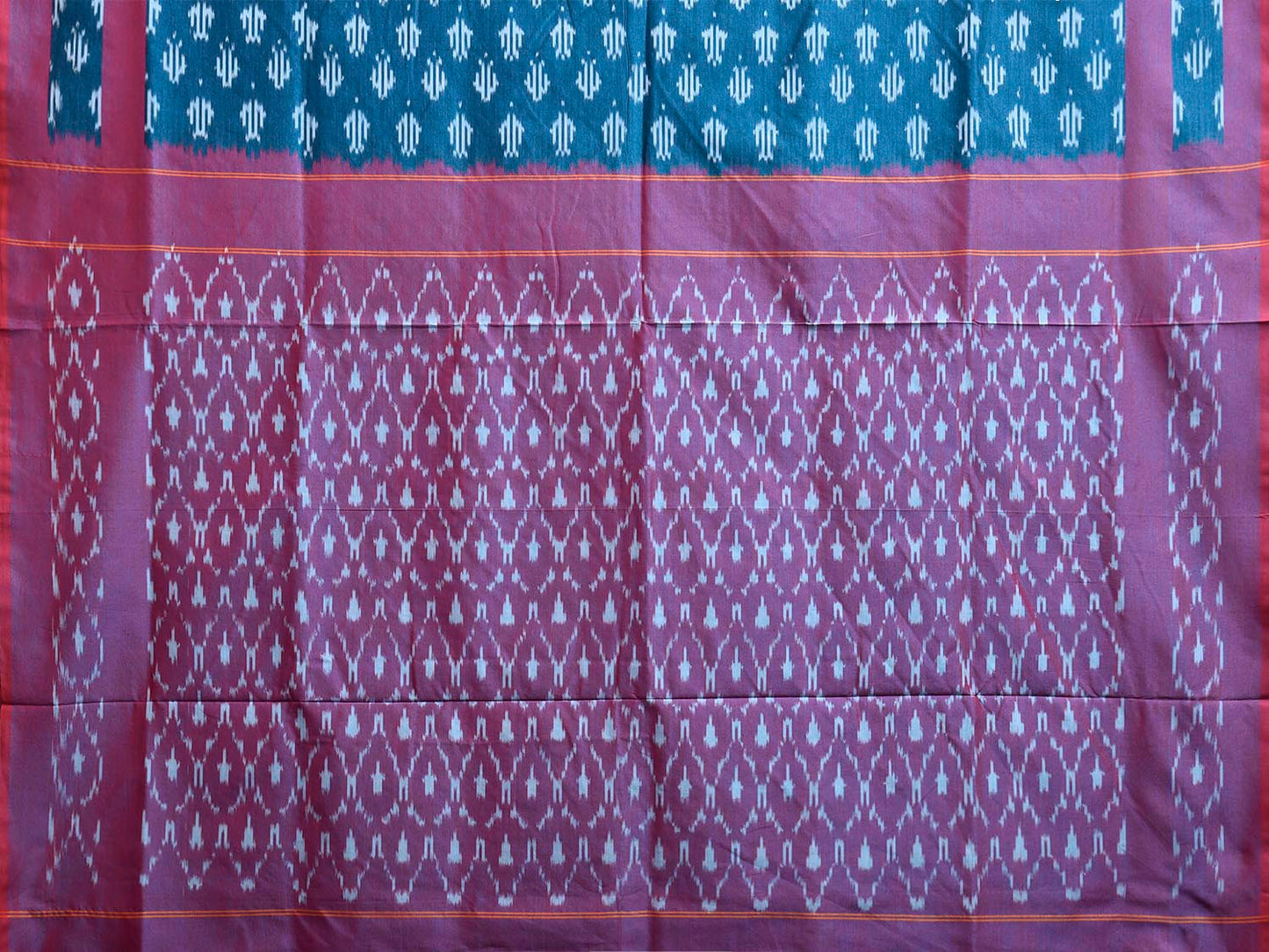 Blue and Purple Pochampally Ikat Cotton Handloom Saree with All Over Buta Design No Blouse i0980