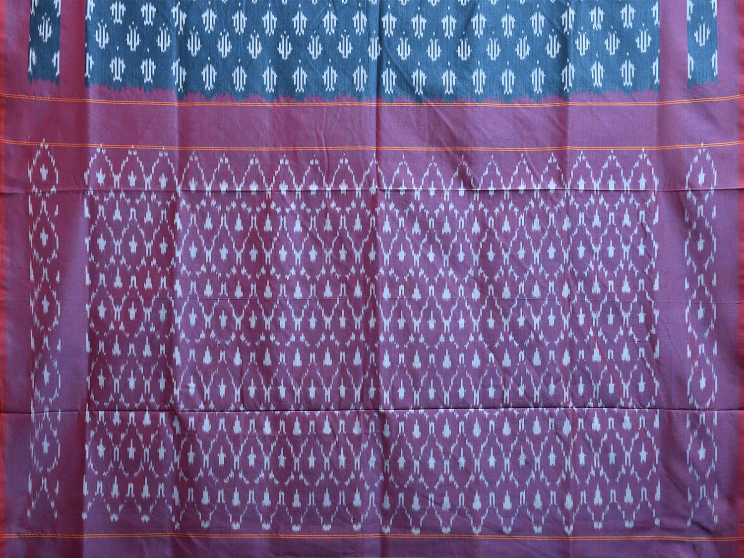 Blue and Purple Pochampally Ikat Cotton Handloom Saree with All Over Buta Design No Blouse i0980