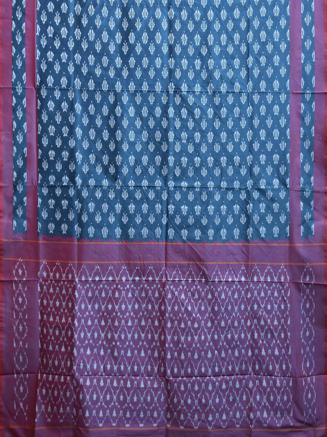 Blue and Purple Pochampally Ikat Cotton Handloom Saree with All Over Buta Design No Blouse i0980