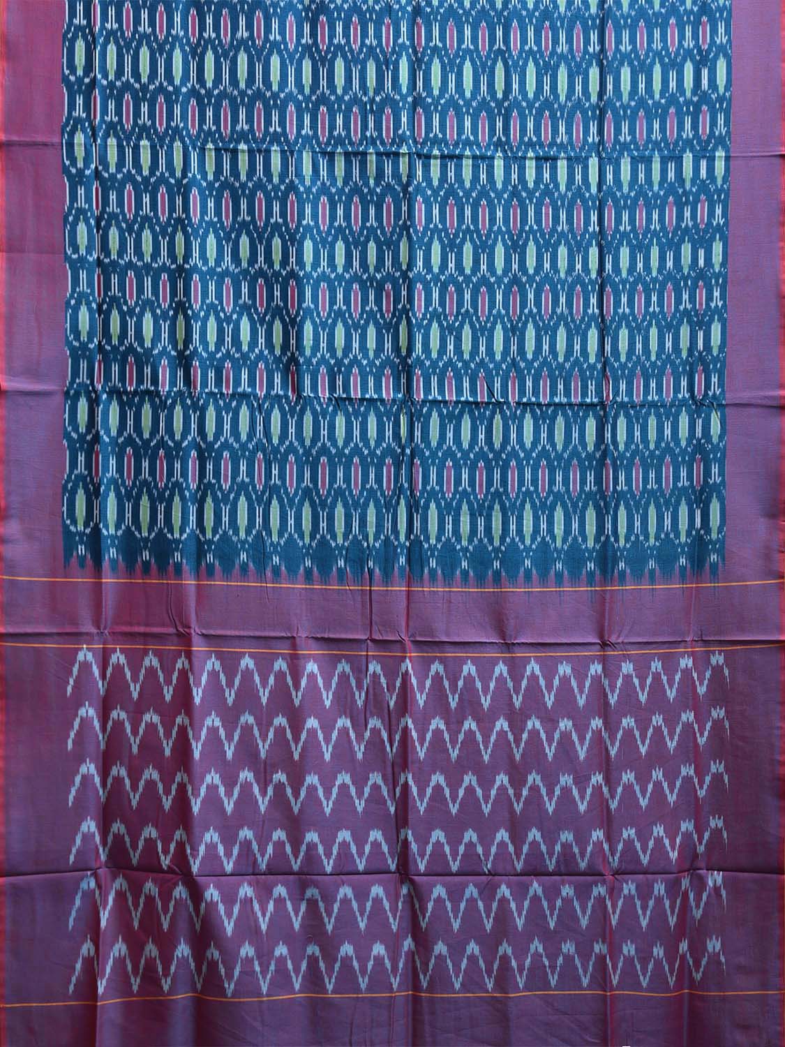 Blue and Purple Pochampally Ikat Cotton Handloom Saree with All Over Grill Design No Blouse i0912