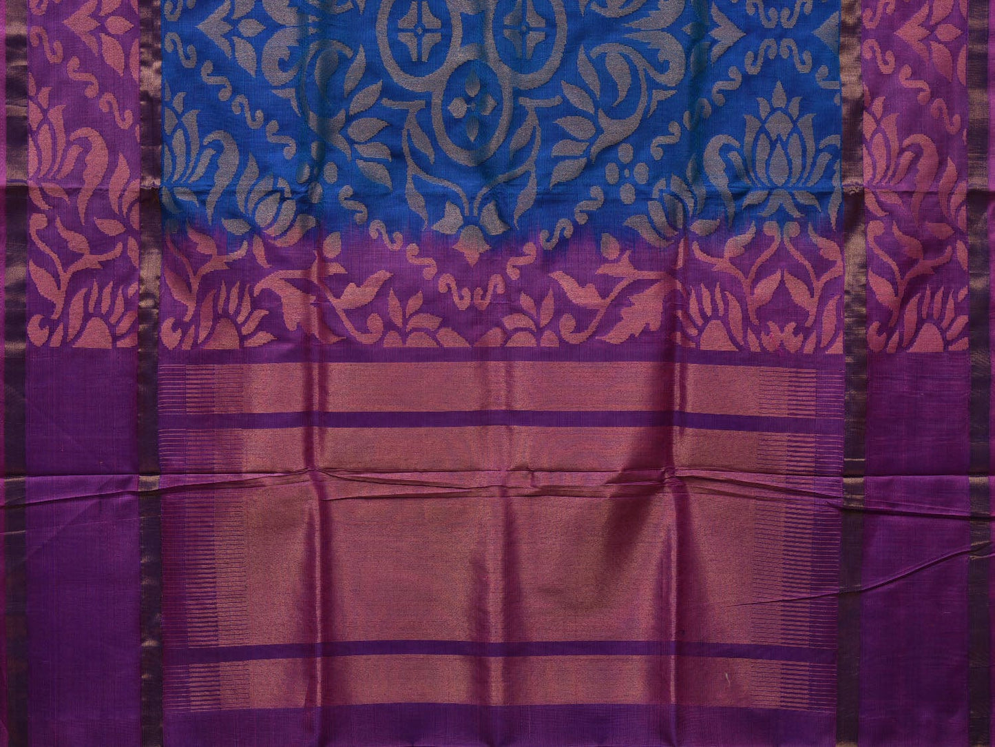 Blue and Purple Uppada Silk Handloom Saree with All Over Design u1956