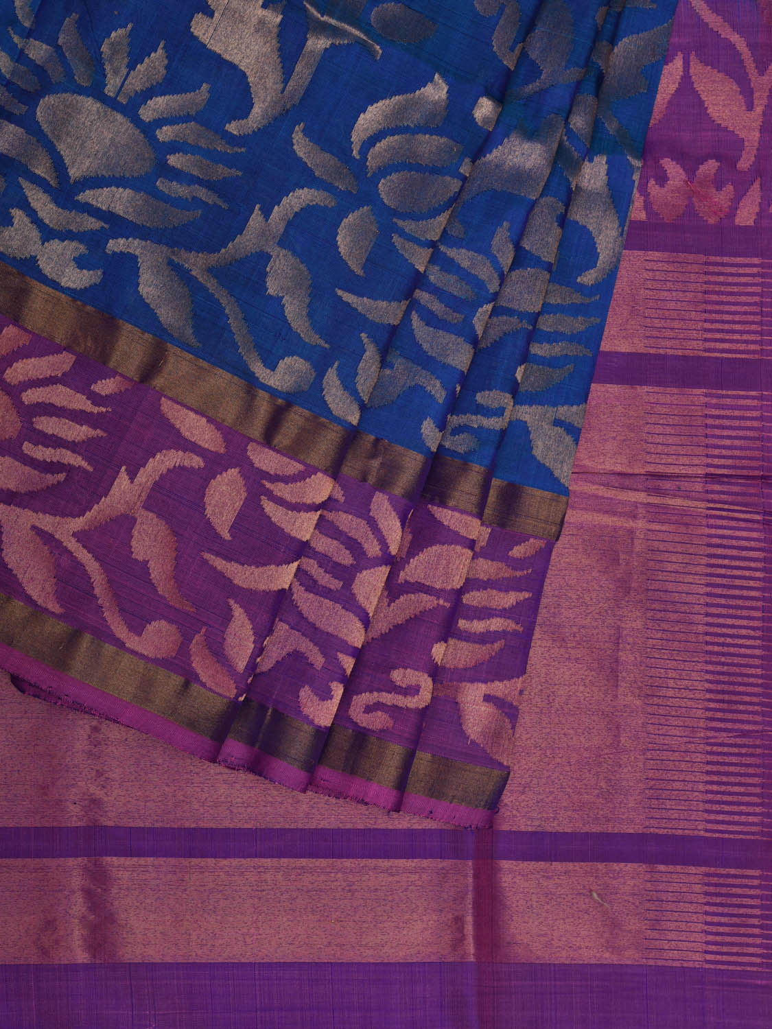 Blue and Purple Uppada Silk Handloom Saree with All Over Design u1956