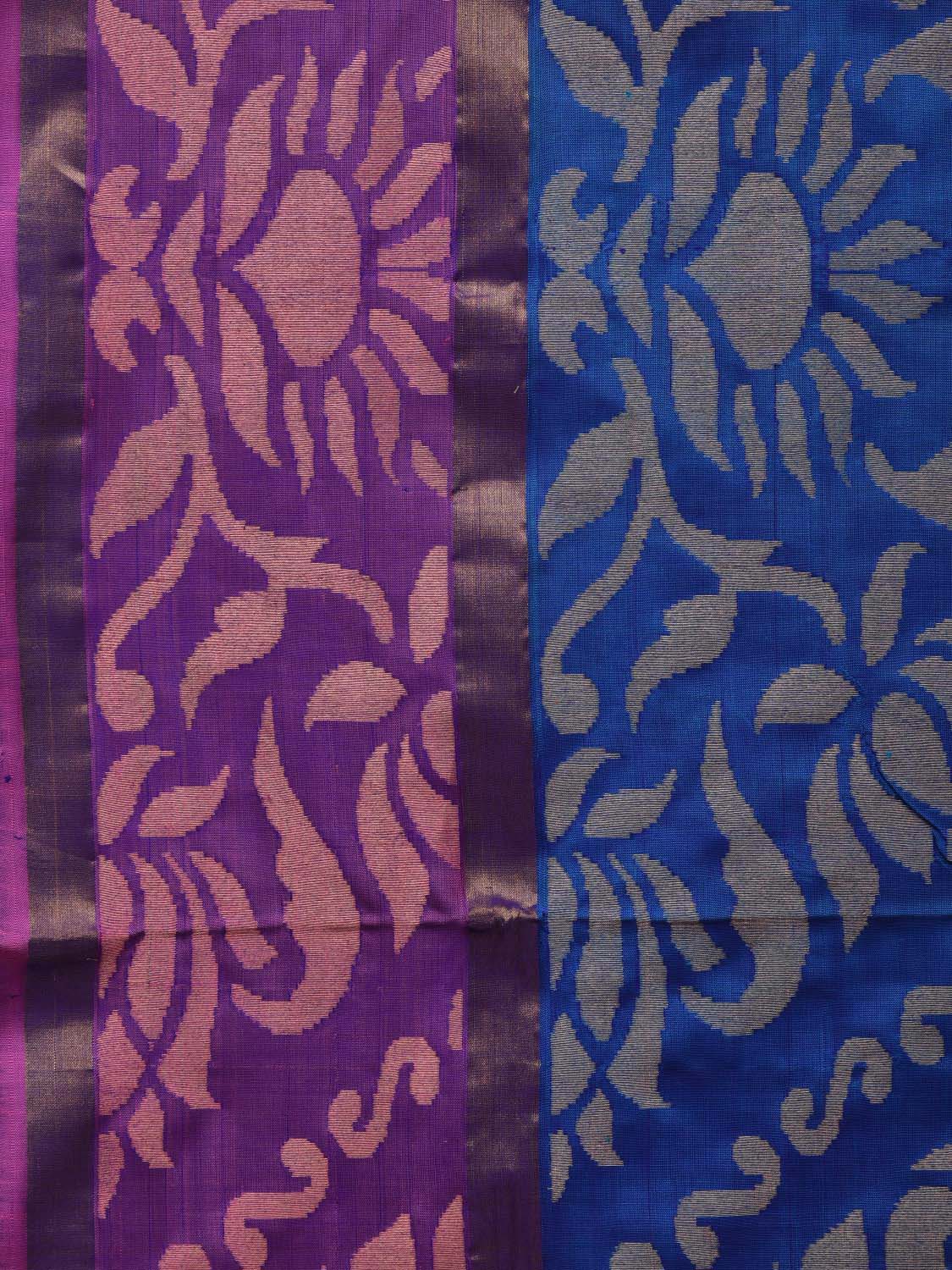 Blue and Purple Uppada Silk Handloom Saree with All Over Design u1956