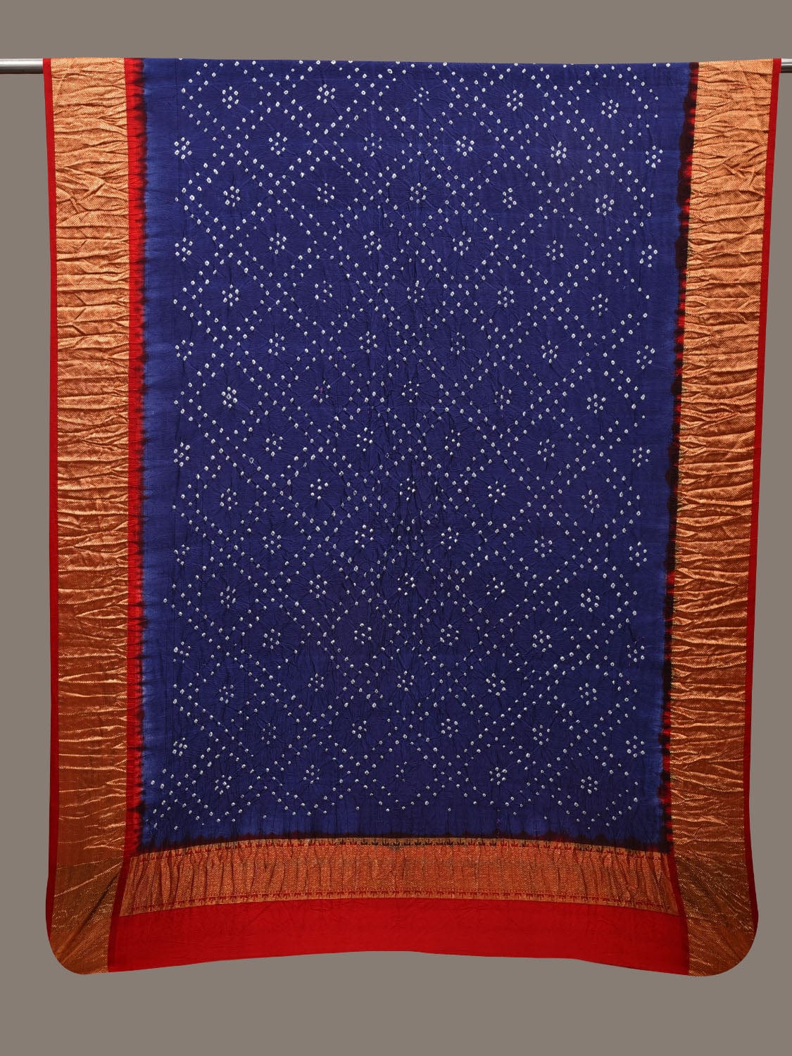 Blue and Red Bandhani Kanchipuram Silk Handloom Dupatta with Border Design ds2766