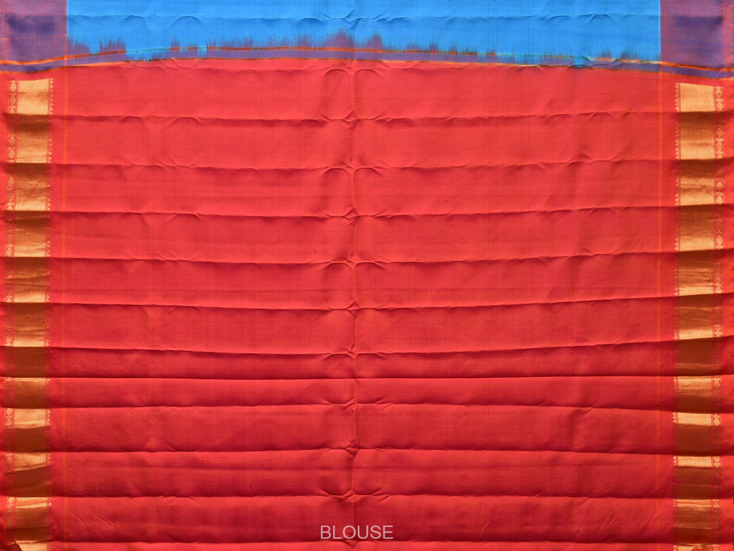 Blue and Red Gadwal Silk Handloom Saree with Mango Pallu Design g0368