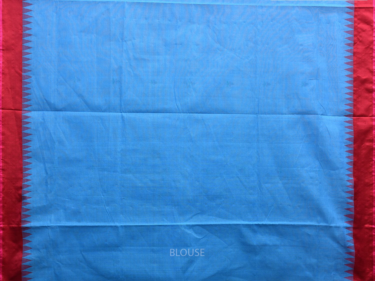 Blue and Red Khadi Cotton Handloom Saree with Jamdani Buta Design kh0690