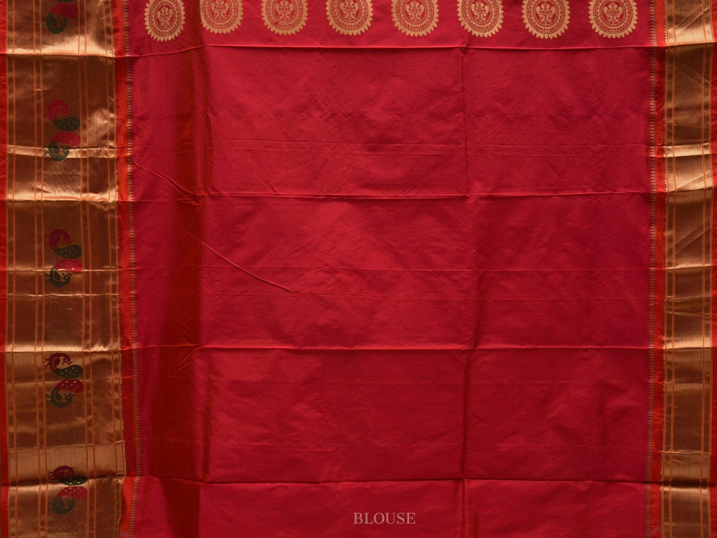 Blue and Red Paithani Silk Handloom Saree with Border and Body Buta Design p0429